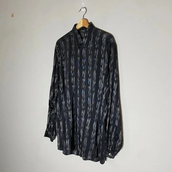 Vintage Versace Classic V2 Men's Size 39 Long Sleeve Patterned Button Down Shirt - Picture 10 of 16